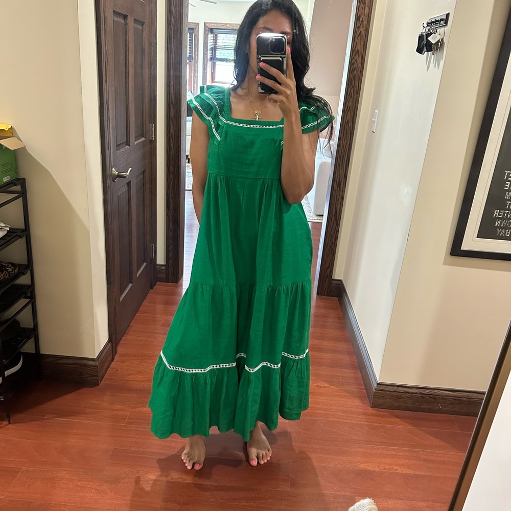 NEW CEFINN Bella tiered linen-blend midi dress